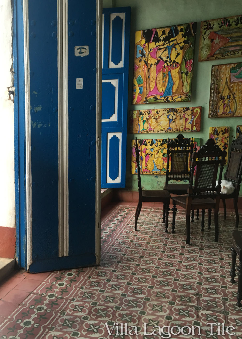 Art gallery in Havana with great tile floors because it was once a private home.
