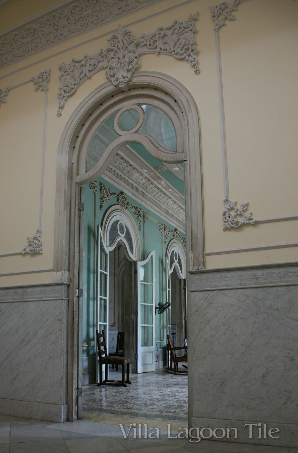 Interior of the Ferrer palace home on the town square in Cienfuegos, Cuba