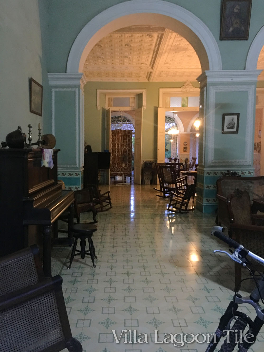 A well preserved Cuban home in Trinidad with original cement tile floors. 