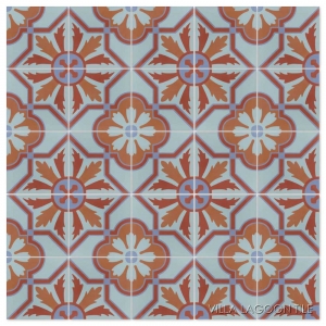 Twenty five tile layout of a Cuban tile in sunset and ocean colors